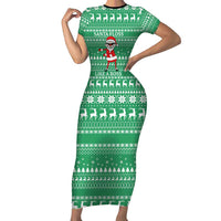 Funny Santa Claus Christmas Short Sleeve Bodycon Dress Xmas Holiday Patterns - Wonder Print Shop