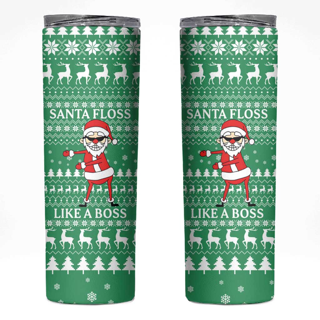 Funny Santa Claus Christmas Skinny Tumbler Xmas Holiday Patterns - Wonder Print Shop