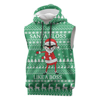Funny Santa Claus Christmas Sleeveless Hoodie Xmas Holiday Patterns - Wonder Print Shop