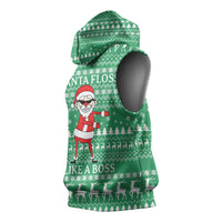 Funny Santa Claus Christmas Sleeveless Hoodie Xmas Holiday Patterns - Wonder Print Shop