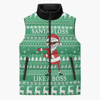 Funny Santa Claus Christmas Sleeveless Puffer Jacket Xmas Holiday Patterns - Wonder Print Shop