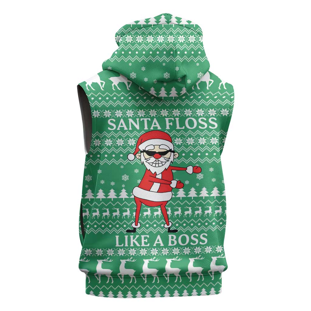 Funny Santa Claus Christmas Sleeveless Zip Hoodie Xmas Holiday Patterns - Wonder Print Shop