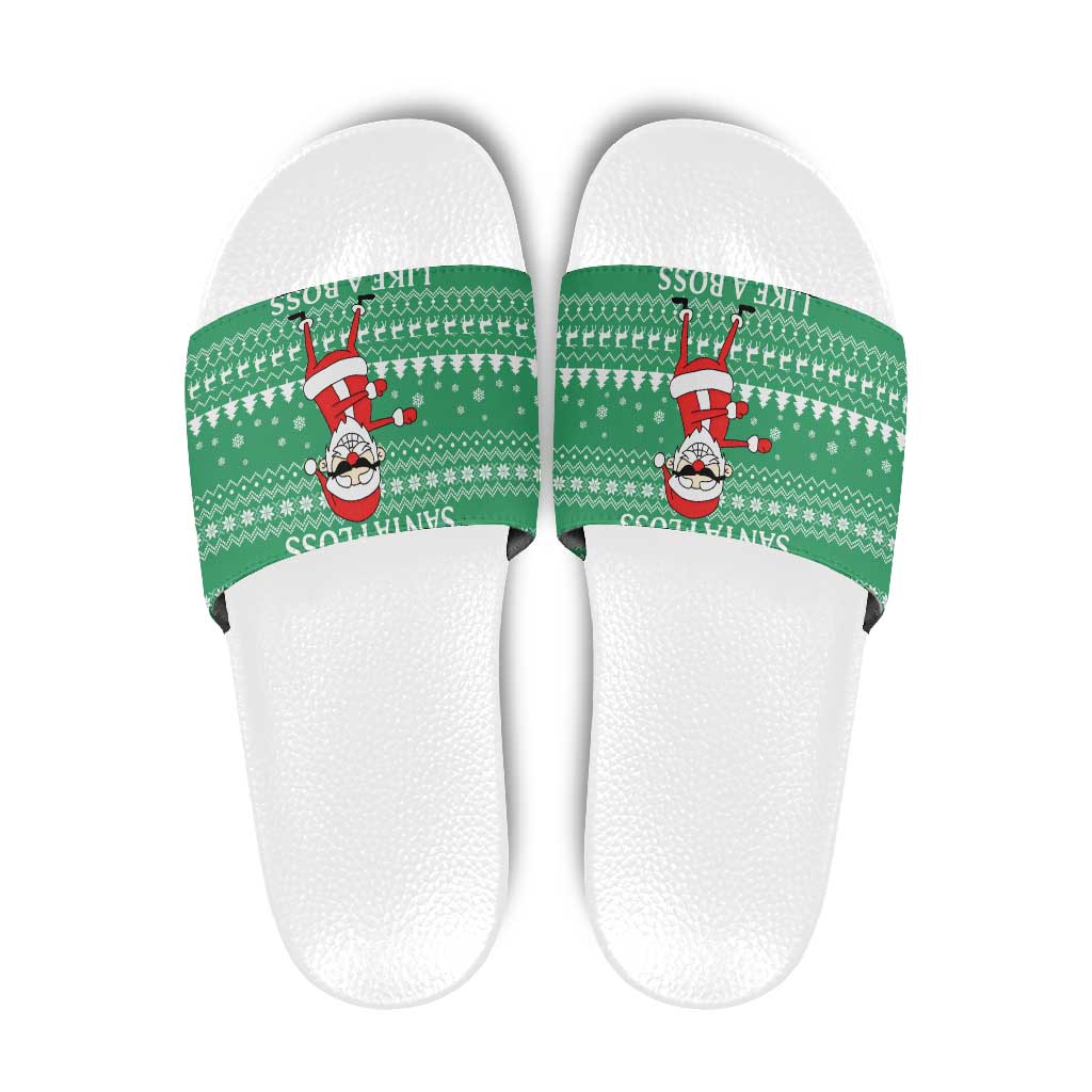 Funny Santa Claus Christmas Slide Sandals Xmas Holiday Patterns - Wonder Print Shop