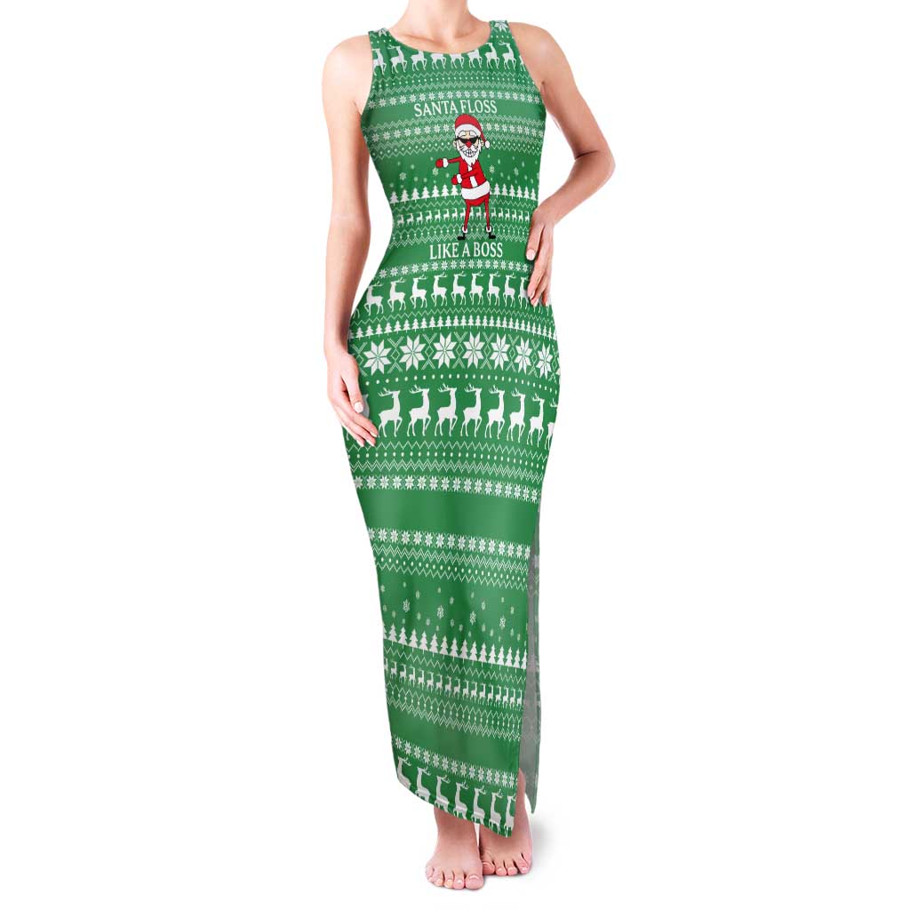 Funny Santa Claus Christmas Tank Maxi Dress Xmas Holiday Patterns - Wonder Print Shop