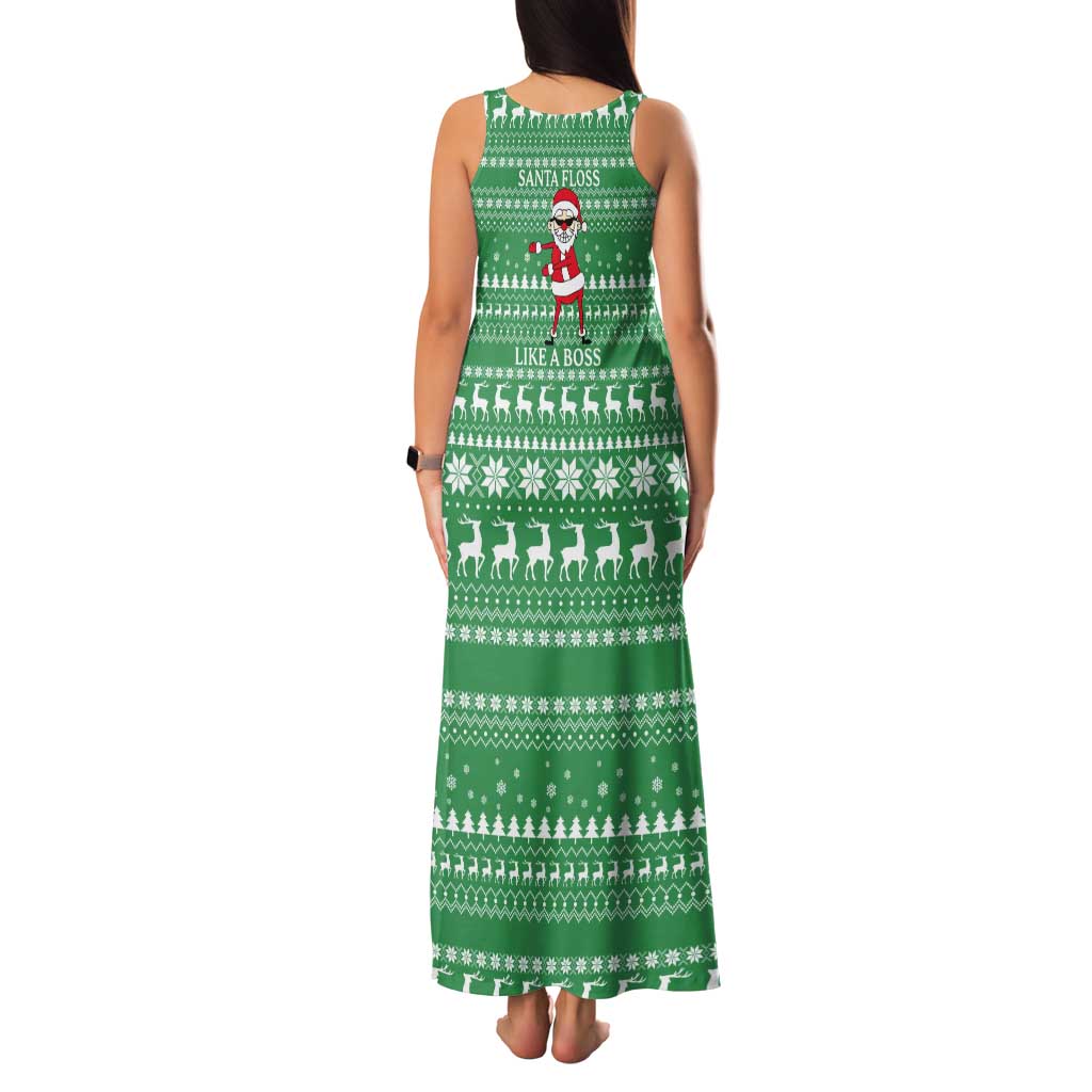 Funny Santa Claus Christmas Tank Maxi Dress Xmas Holiday Patterns - Wonder Print Shop