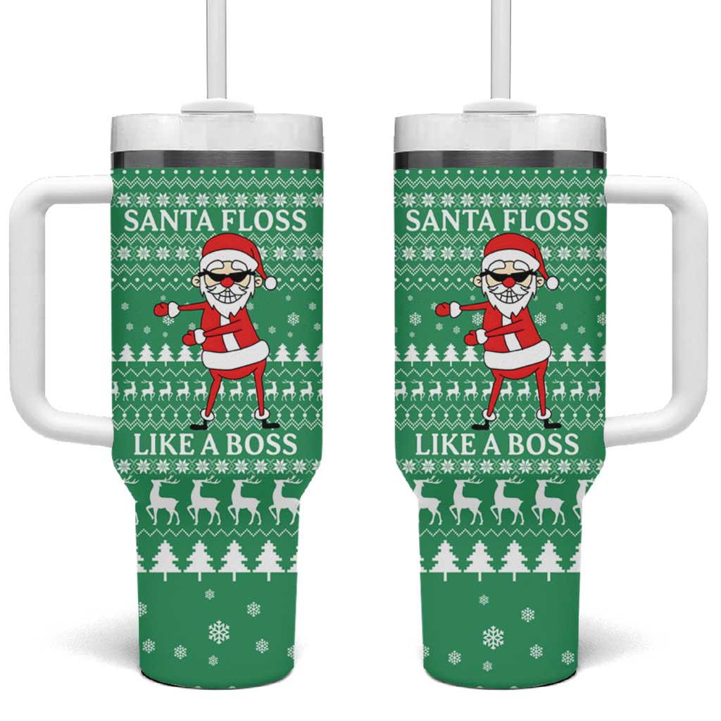 Funny Santa Claus Christmas Tumbler With Handle Xmas Holiday Patterns - Wonder Print Shop