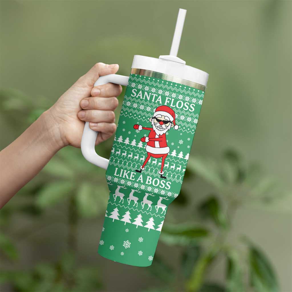 Funny Santa Claus Christmas Tumbler With Handle Xmas Holiday Patterns - Wonder Print Shop