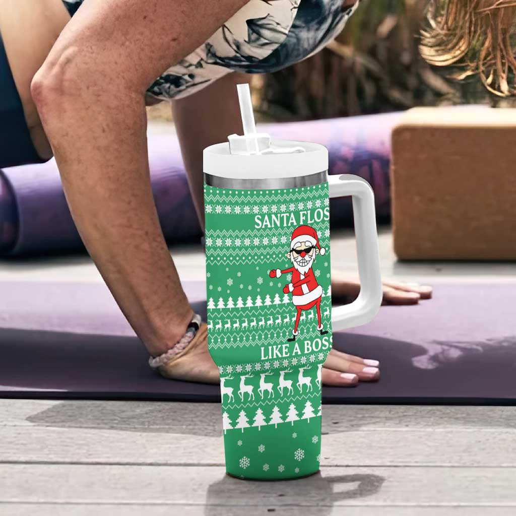 Funny Santa Claus Christmas Tumbler With Handle Xmas Holiday Patterns - Wonder Print Shop