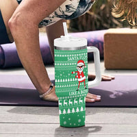 Funny Santa Claus Christmas Tumbler With Handle Xmas Holiday Patterns - Wonder Print Shop