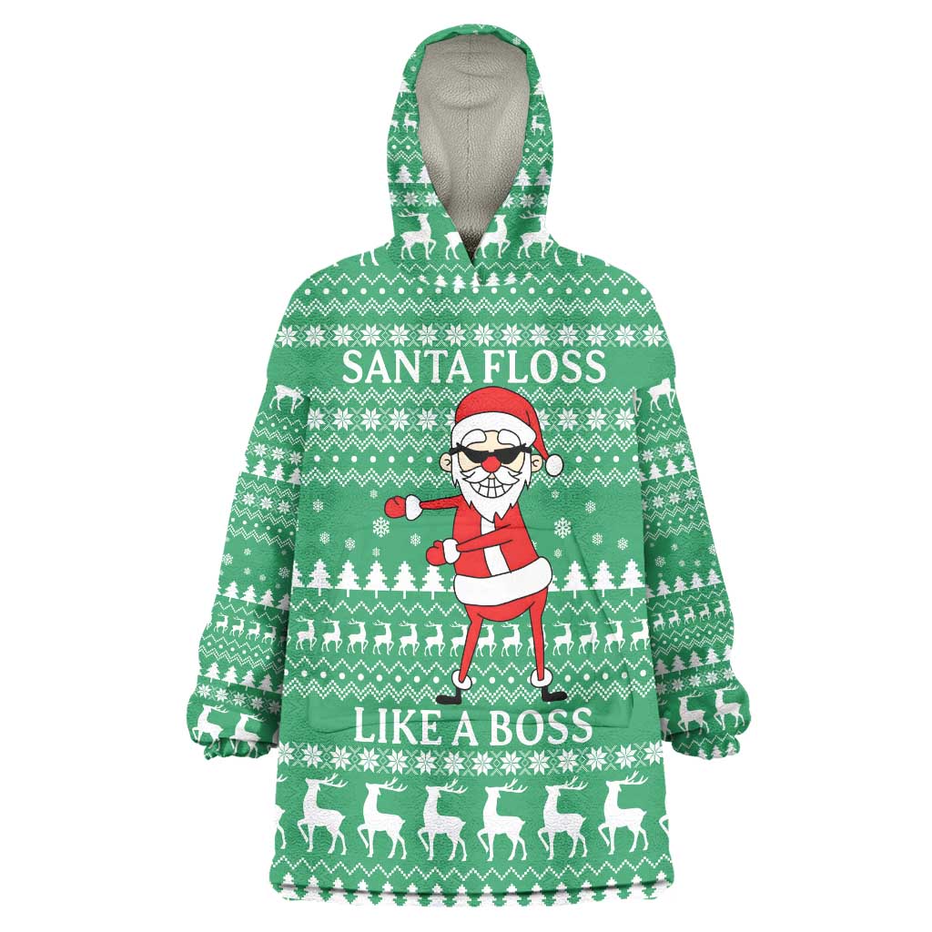Funny Santa Claus Christmas Wearable Blanket Hoodie Xmas Holiday Patterns - Wonder Print Shop