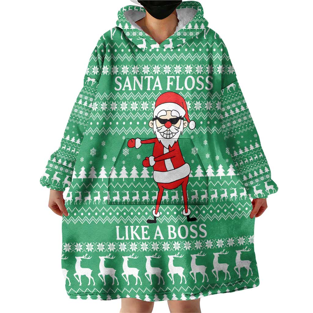Funny Santa Claus Christmas Wearable Blanket Hoodie Xmas Holiday Patterns - Wonder Print Shop