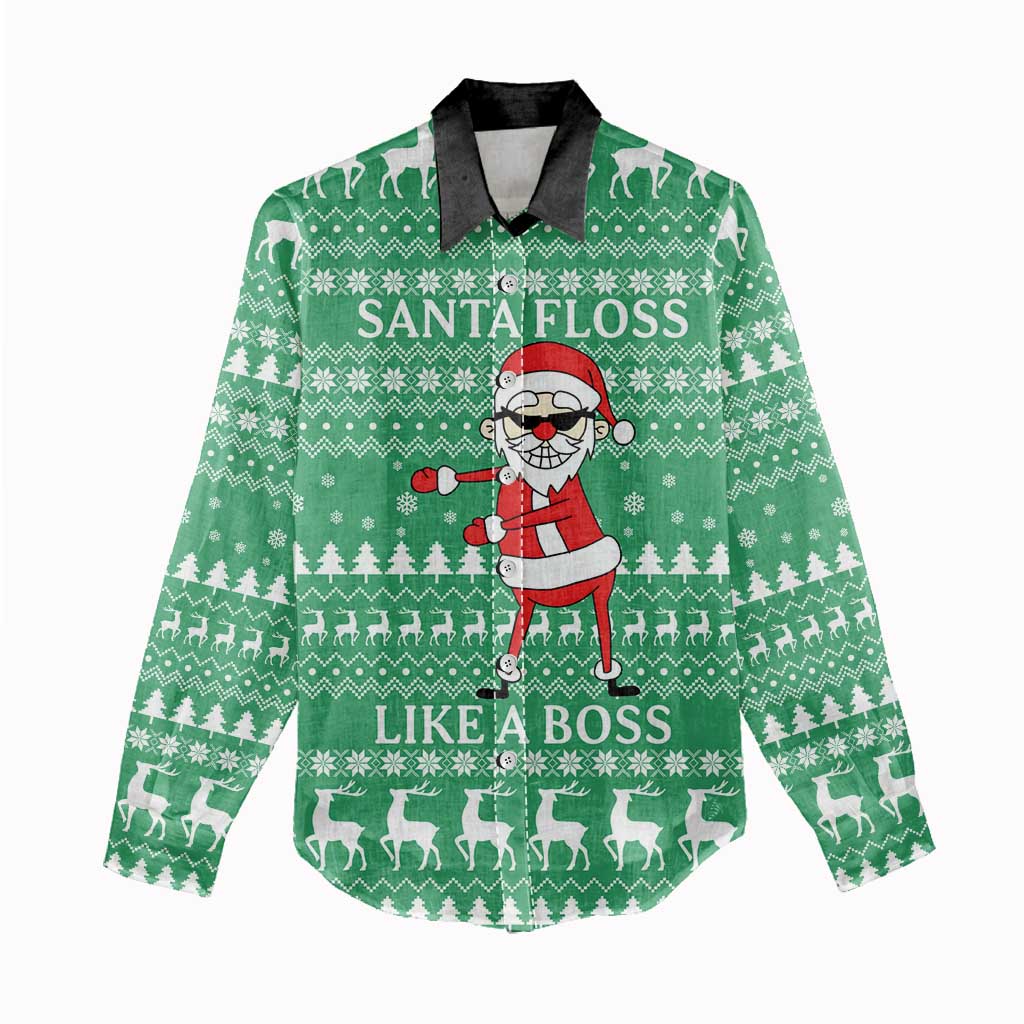 Funny Santa Claus Christmas Women Casual Shirt Xmas Holiday Patterns - Wonder Print Shop