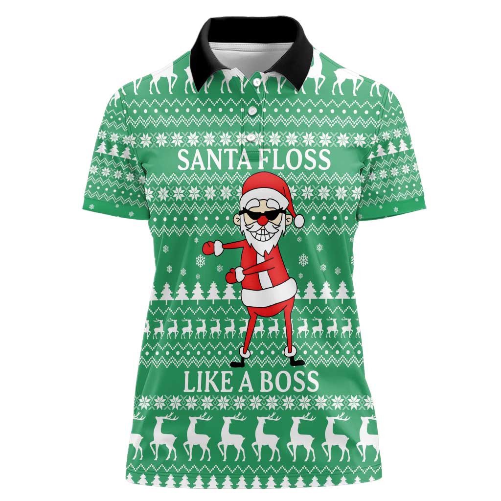 Funny Santa Claus Christmas Women Polo Shirt Xmas Holiday Patterns - Wonder Print Shop