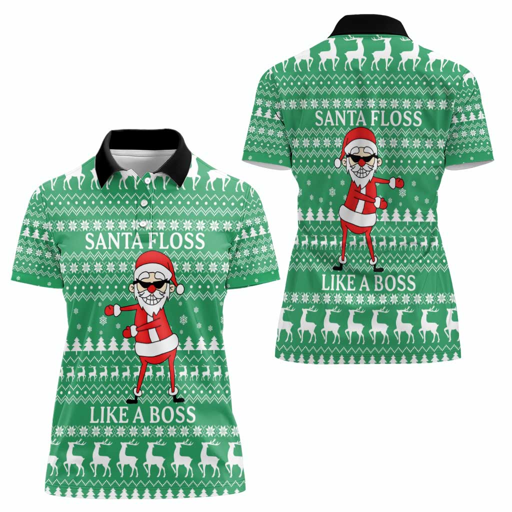 Funny Santa Claus Christmas Women Polo Shirt Xmas Holiday Patterns - Wonder Print Shop