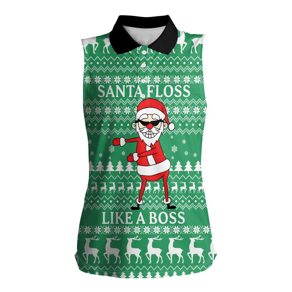 Funny Santa Claus Christmas Women Sleeveless Polo Shirt Xmas Holiday Patterns - Wonder Print Shop