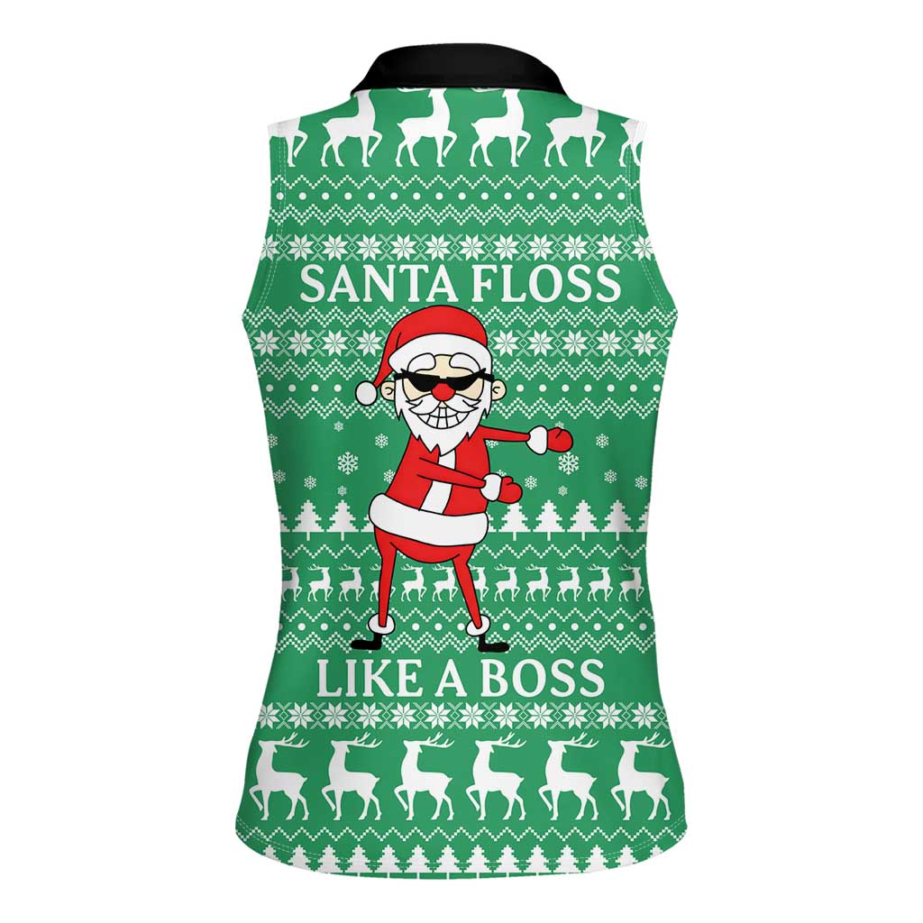 Funny Santa Claus Christmas Women Sleeveless Polo Shirt Xmas Holiday Patterns - Wonder Print Shop