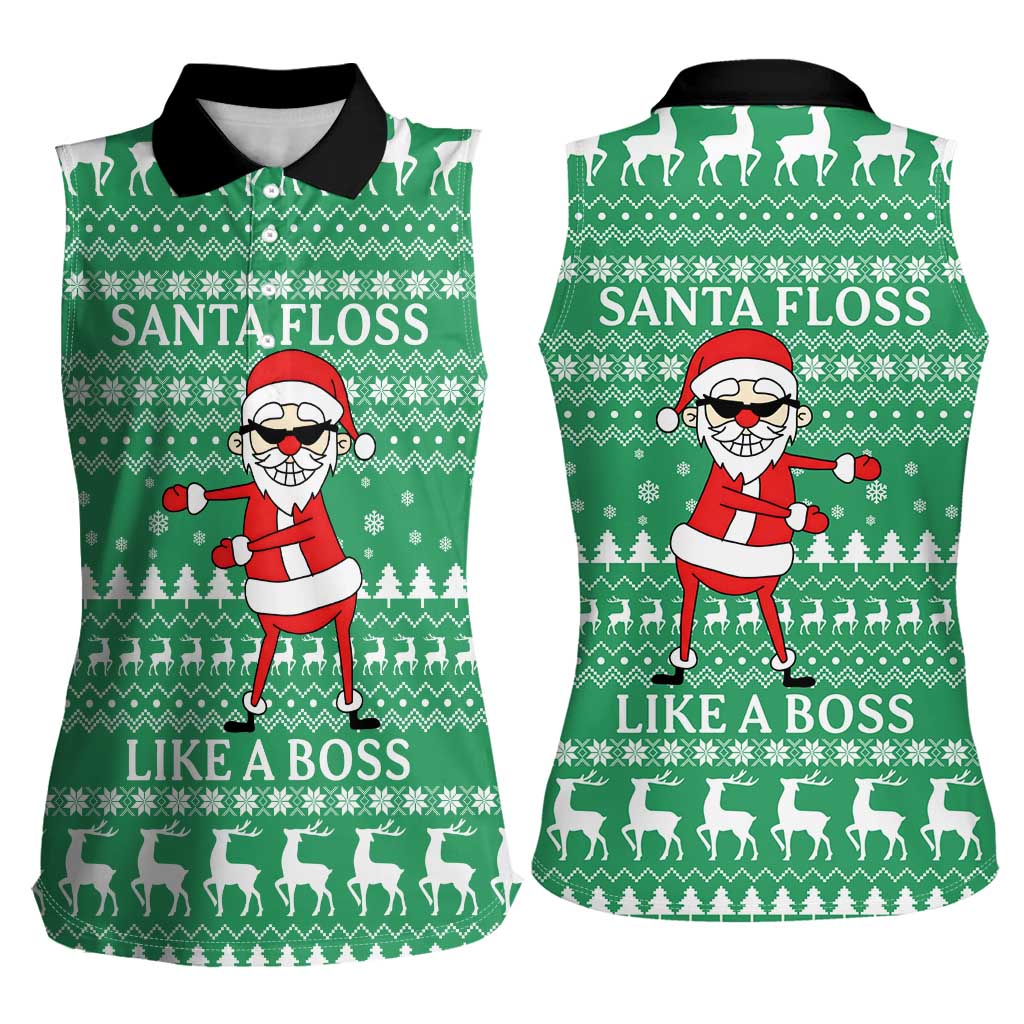 Funny Santa Claus Christmas Women Sleeveless Polo Shirt Xmas Holiday Patterns - Wonder Print Shop