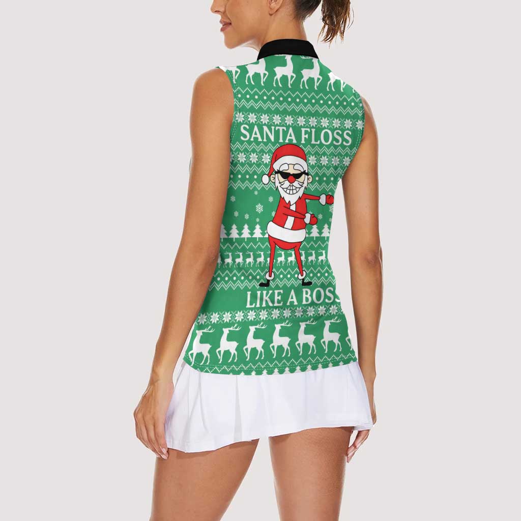 Funny Santa Claus Christmas Women Sleeveless Polo Shirt Xmas Holiday Patterns - Wonder Print Shop