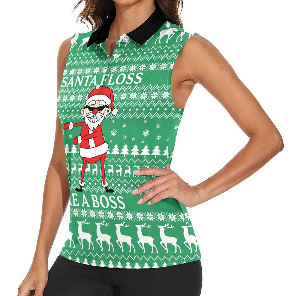 Funny Santa Claus Christmas Women Sleeveless Polo Shirt Xmas Holiday Patterns - Wonder Print Shop