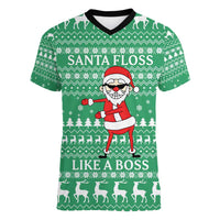 Funny Santa Claus Christmas Women V-Neck T-Shirt Xmas Holiday Patterns - Wonder Print Shop