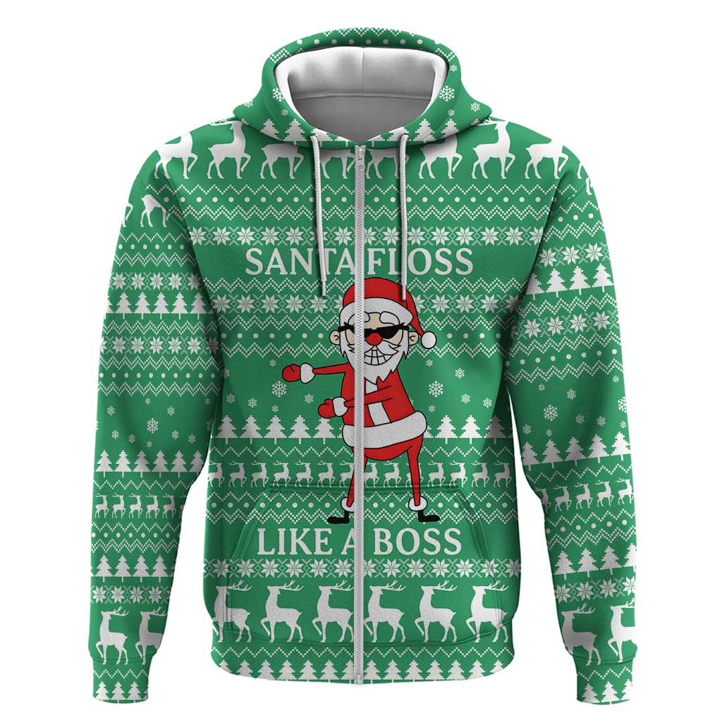 Funny Santa Claus Christmas Zip Hoodie Xmas Holiday Patterns - Wonder Print Shop