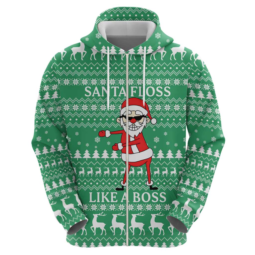 Funny Santa Claus Christmas Zip Hoodie Xmas Holiday Patterns - Wonder Print Shop