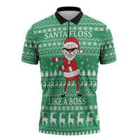 Funny Santa Claus Christmas Zipper Polo Shirt Xmas Holiday Patterns - Wonder Print Shop