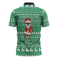 Funny Santa Claus Christmas Zipper Polo Shirt Xmas Holiday Patterns - Wonder Print Shop