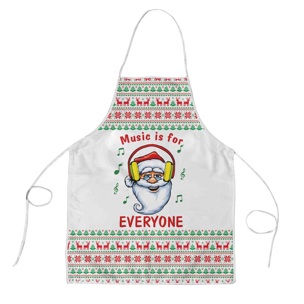 Funny Santa Music Is For Everyone Christmas Apron Xmas Holiday Patterns - Wonder Print Shop
