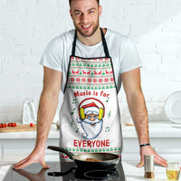 Funny Santa Music Is For Everyone Christmas Apron Xmas Holiday Patterns - Wonder Print Shop