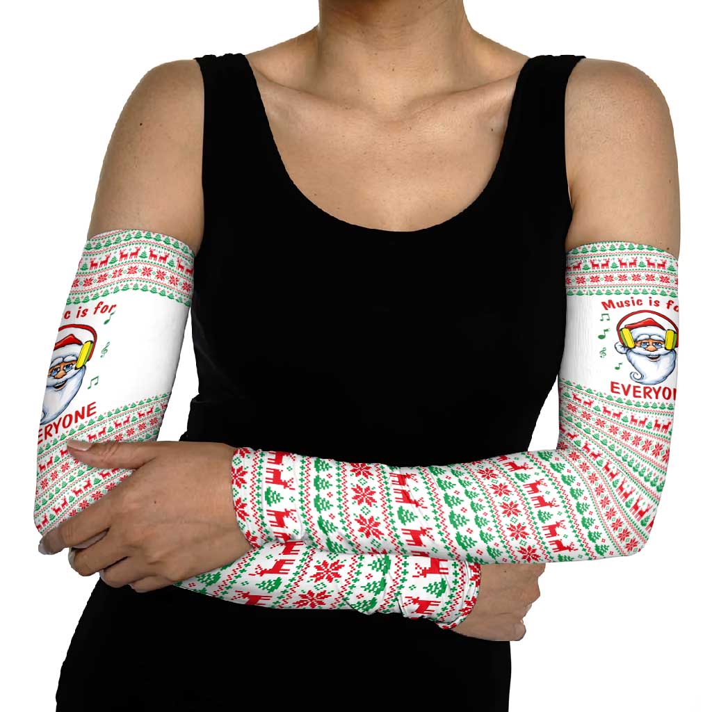 Funny Santa Music Is For Everyone Christmas Arm Sleeves Xmas Holiday Patterns - Wonder Print Shop