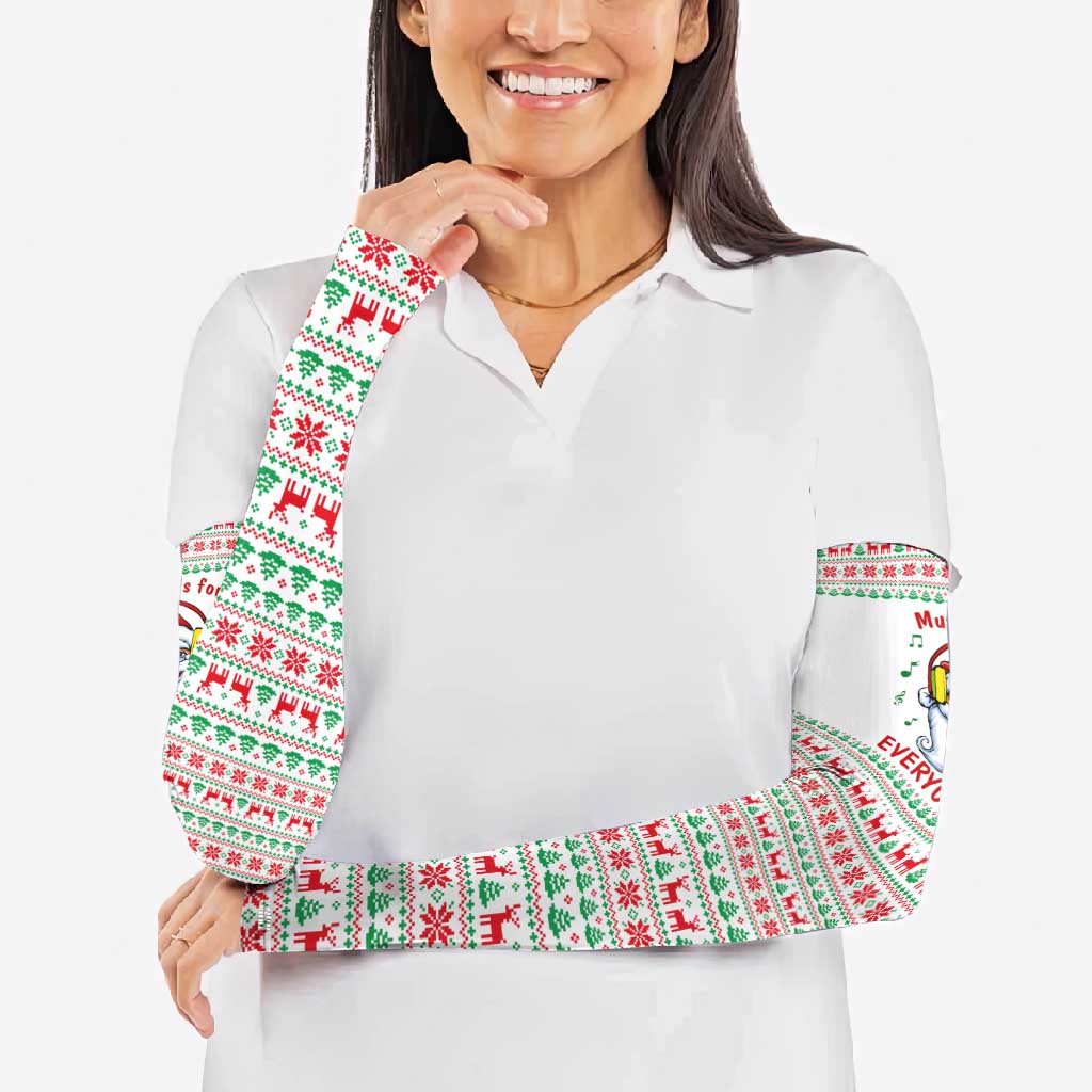 Funny Santa Music Is For Everyone Christmas Arm Sleeves Xmas Holiday Patterns - Wonder Print Shop