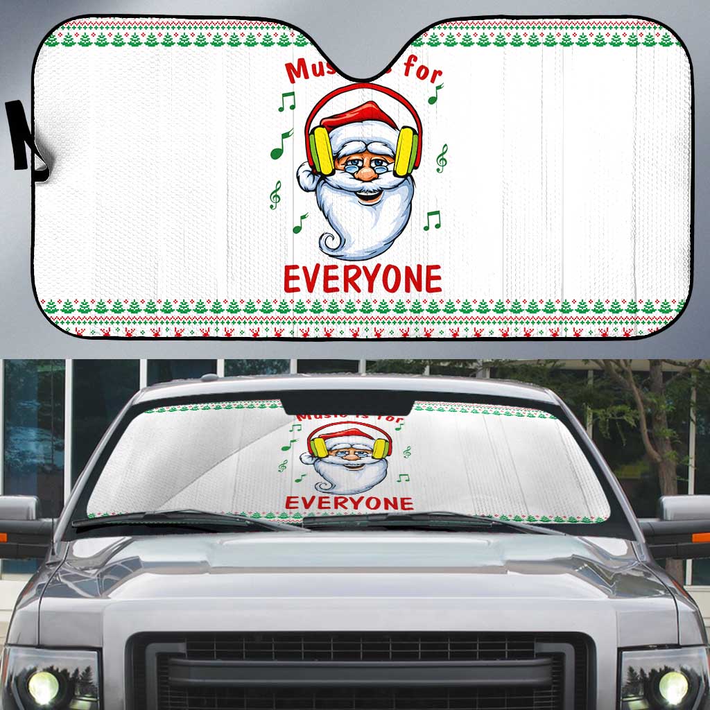 Funny Santa Music Is For Everyone Christmas Auto Sun Shade Xmas Holiday Patterns - Wonder Print Shop