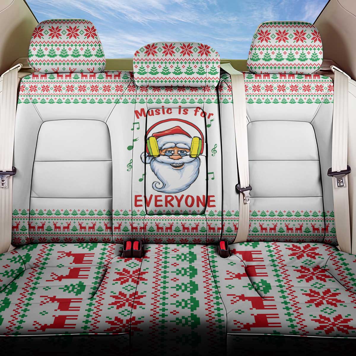 Funny Santa Music Is For Everyone Christmas Back Car Seat Cover Xmas Holiday Patterns - Wonder Print Shop