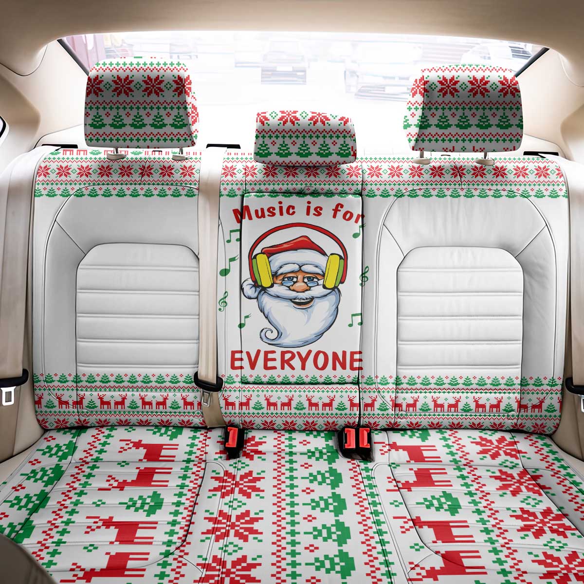 Funny Santa Music Is For Everyone Christmas Back Car Seat Cover Xmas Holiday Patterns - Wonder Print Shop