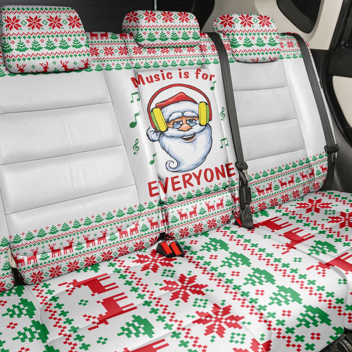 Funny Santa Music Is For Everyone Christmas Back Car Seat Cover Xmas Holiday Patterns - Wonder Print Shop