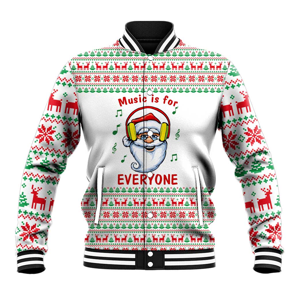 Funny Santa Music Is For Everyone Christmas Baseball Jacket Xmas Holiday Patterns - Wonder Print Shop