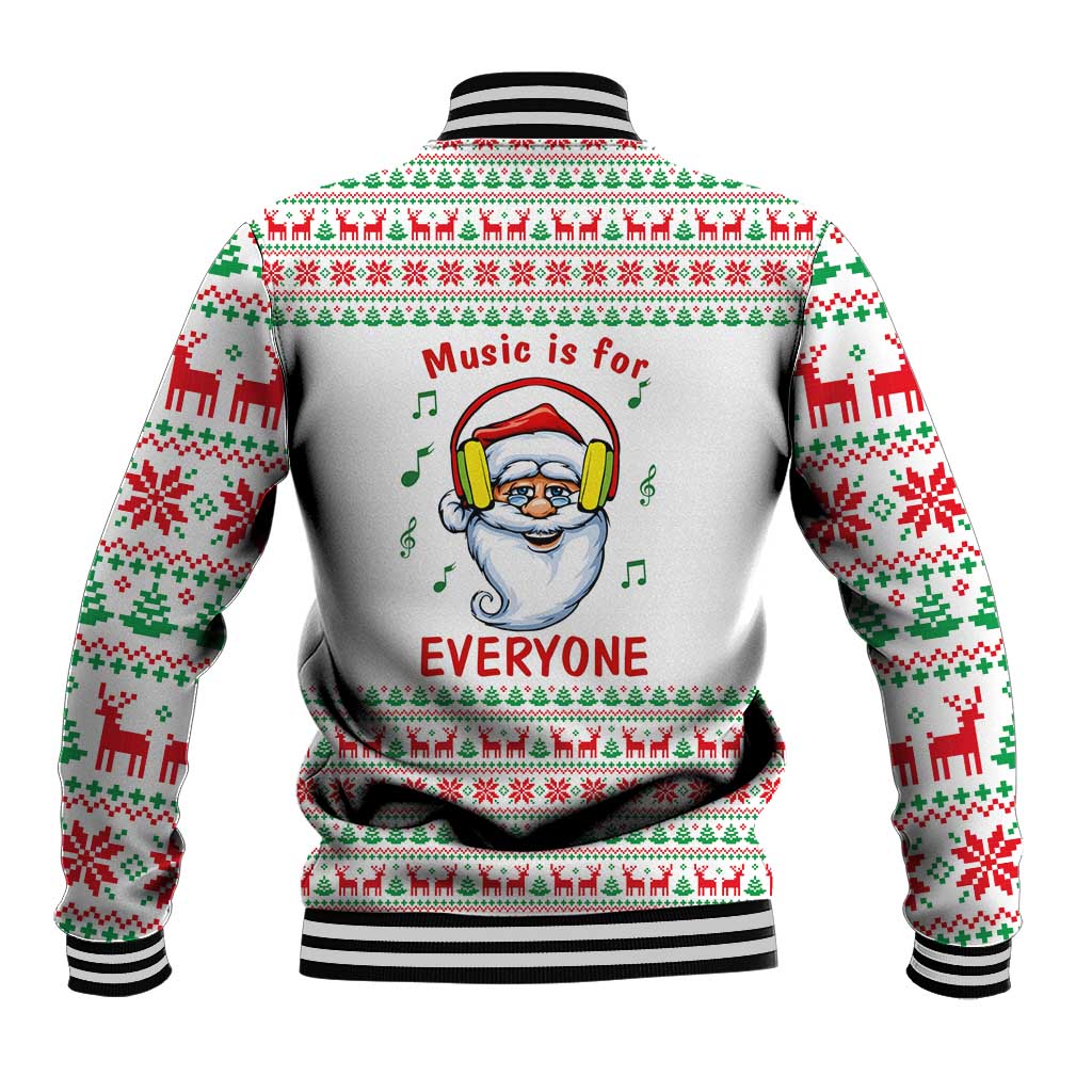 Funny Santa Music Is For Everyone Christmas Baseball Jacket Xmas Holiday Patterns - Wonder Print Shop