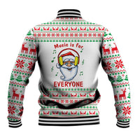 Funny Santa Music Is For Everyone Christmas Baseball Jacket Xmas Holiday Patterns - Wonder Print Shop