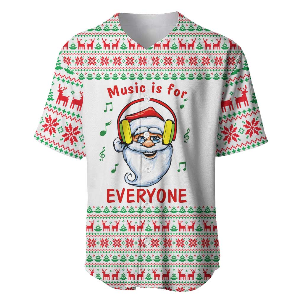 Funny Santa Music Is For Everyone Christmas Baseball Jersey Xmas Holiday Patterns - Wonder Print Shop