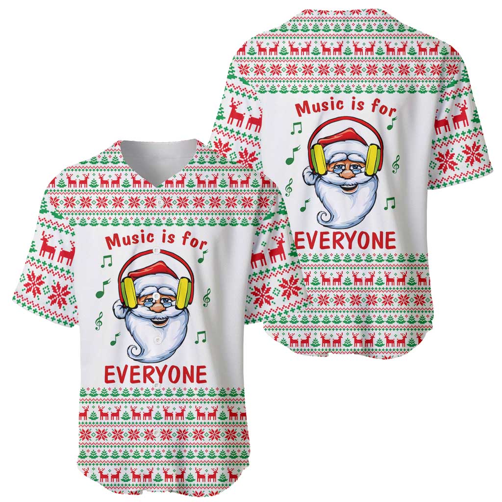 Funny Santa Music Is For Everyone Christmas Baseball Jersey Xmas Holiday Patterns - Wonder Print Shop