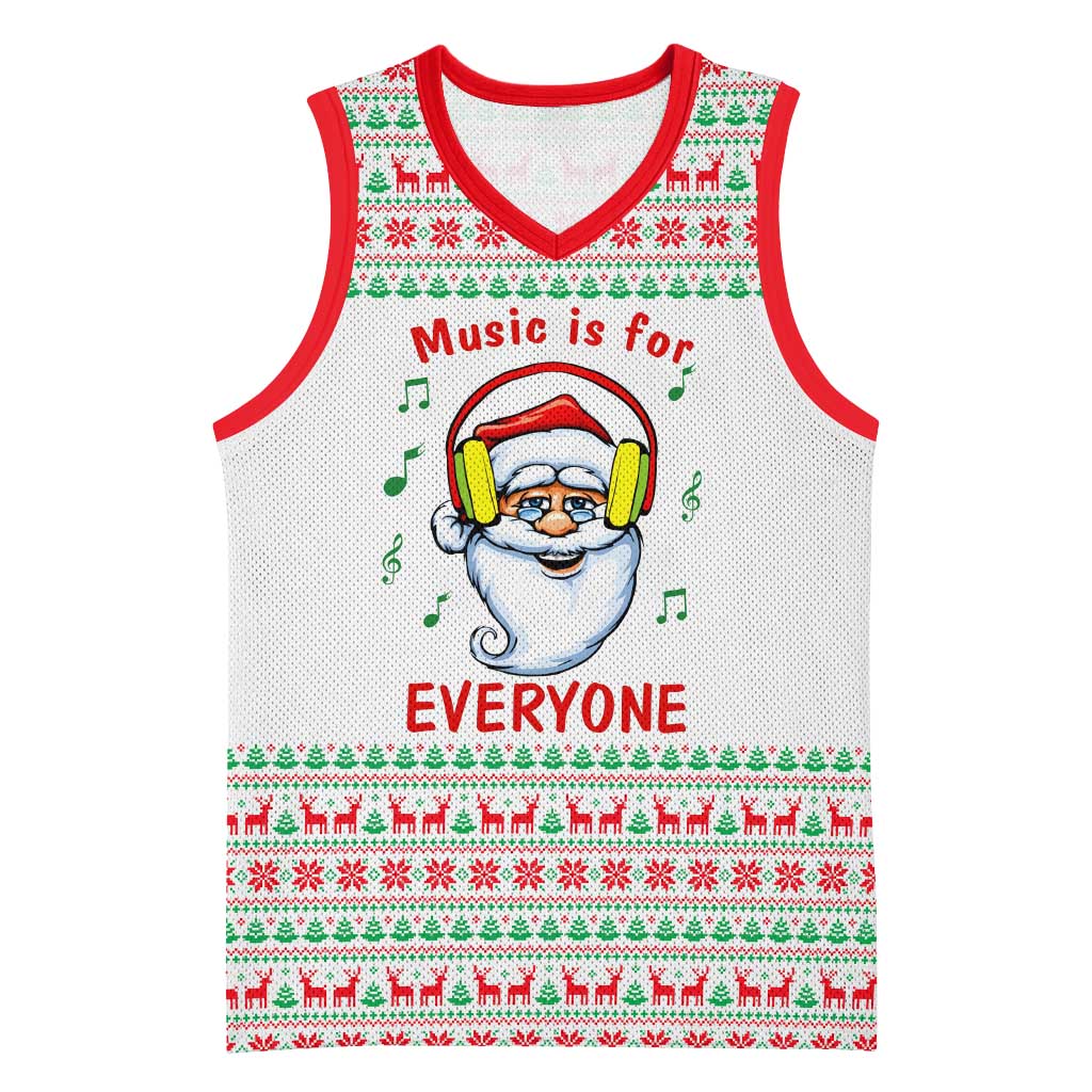 Funny Santa Music Is For Everyone Christmas Basketball Jersey Xmas Holiday Patterns - Wonder Print Shop