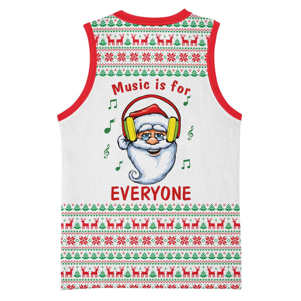 Funny Santa Music Is For Everyone Christmas Basketball Jersey Xmas Holiday Patterns - Wonder Print Shop