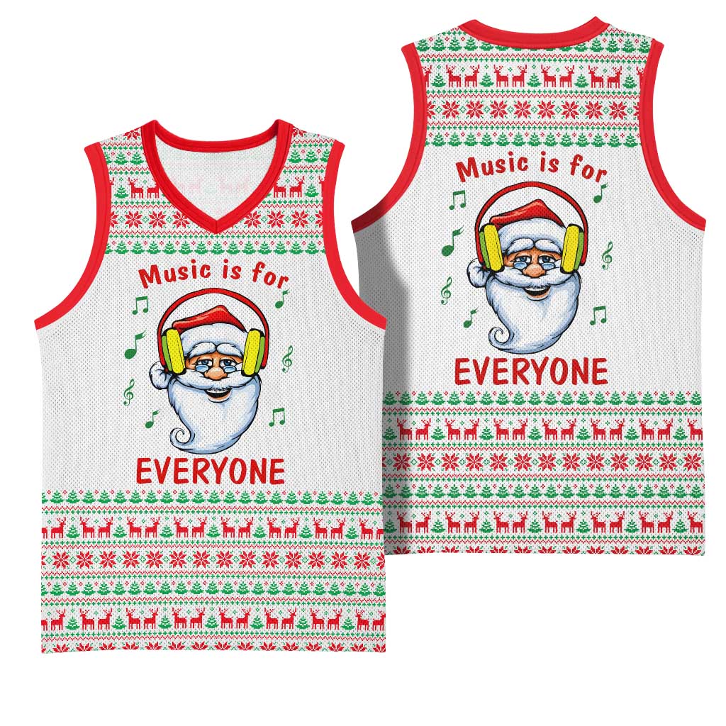 Funny Santa Music Is For Everyone Christmas Basketball Jersey Xmas Holiday Patterns - Wonder Print Shop