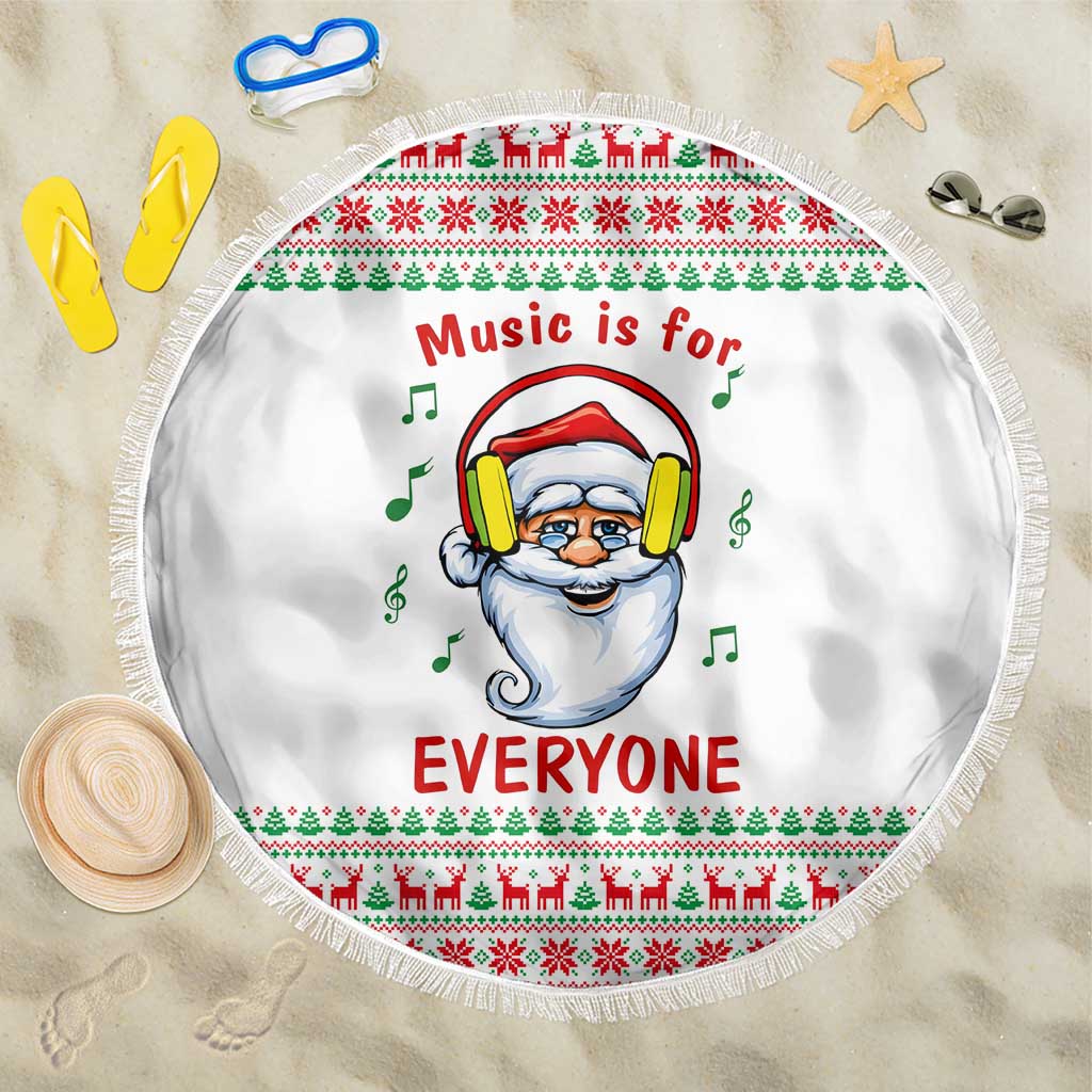 Funny Santa Music Is For Everyone Christmas Beach Blanket Xmas Holiday Patterns - Wonder Print Shop