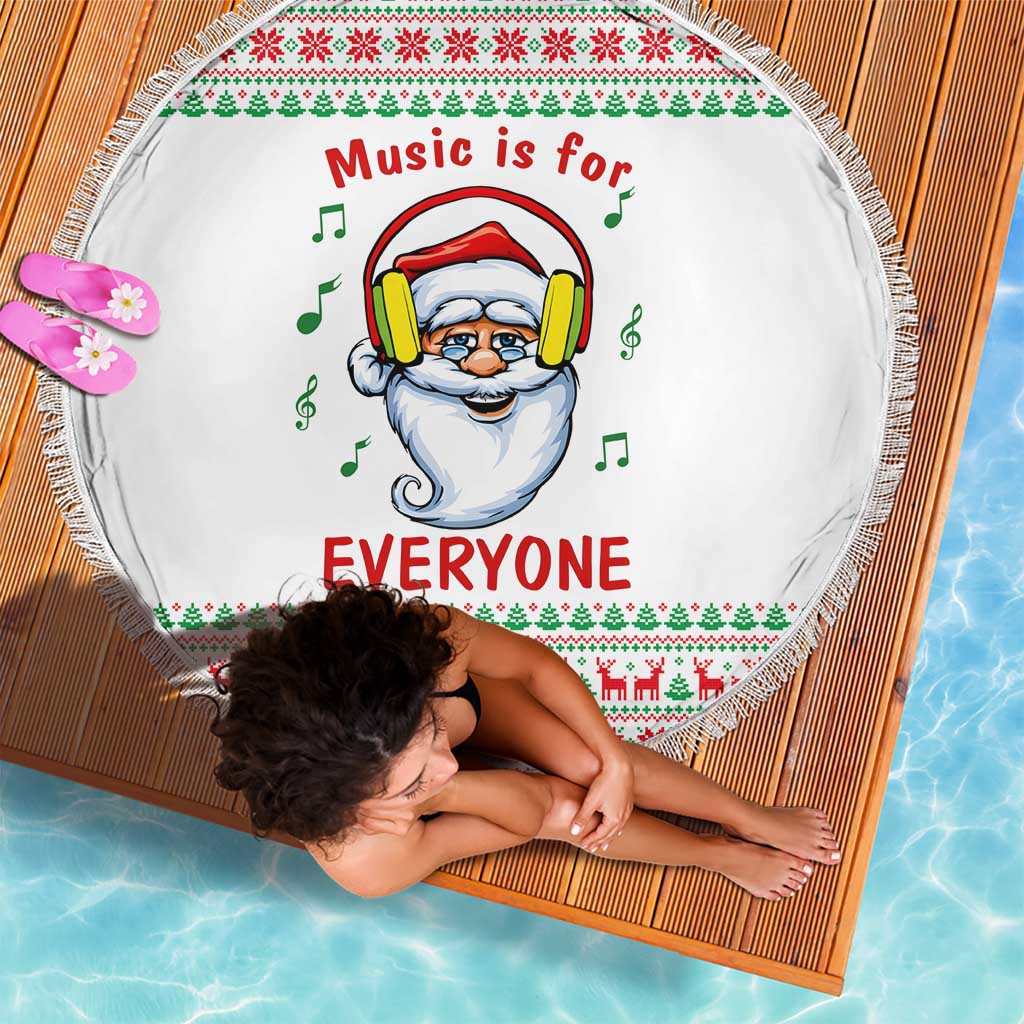 Funny Santa Music Is For Everyone Christmas Beach Blanket Xmas Holiday Patterns - Wonder Print Shop