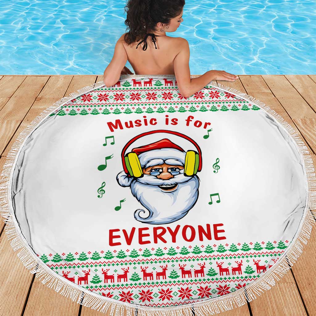 Funny Santa Music Is For Everyone Christmas Beach Blanket Xmas Holiday Patterns - Wonder Print Shop