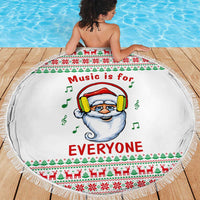 Funny Santa Music Is For Everyone Christmas Beach Blanket Xmas Holiday Patterns - Wonder Print Shop