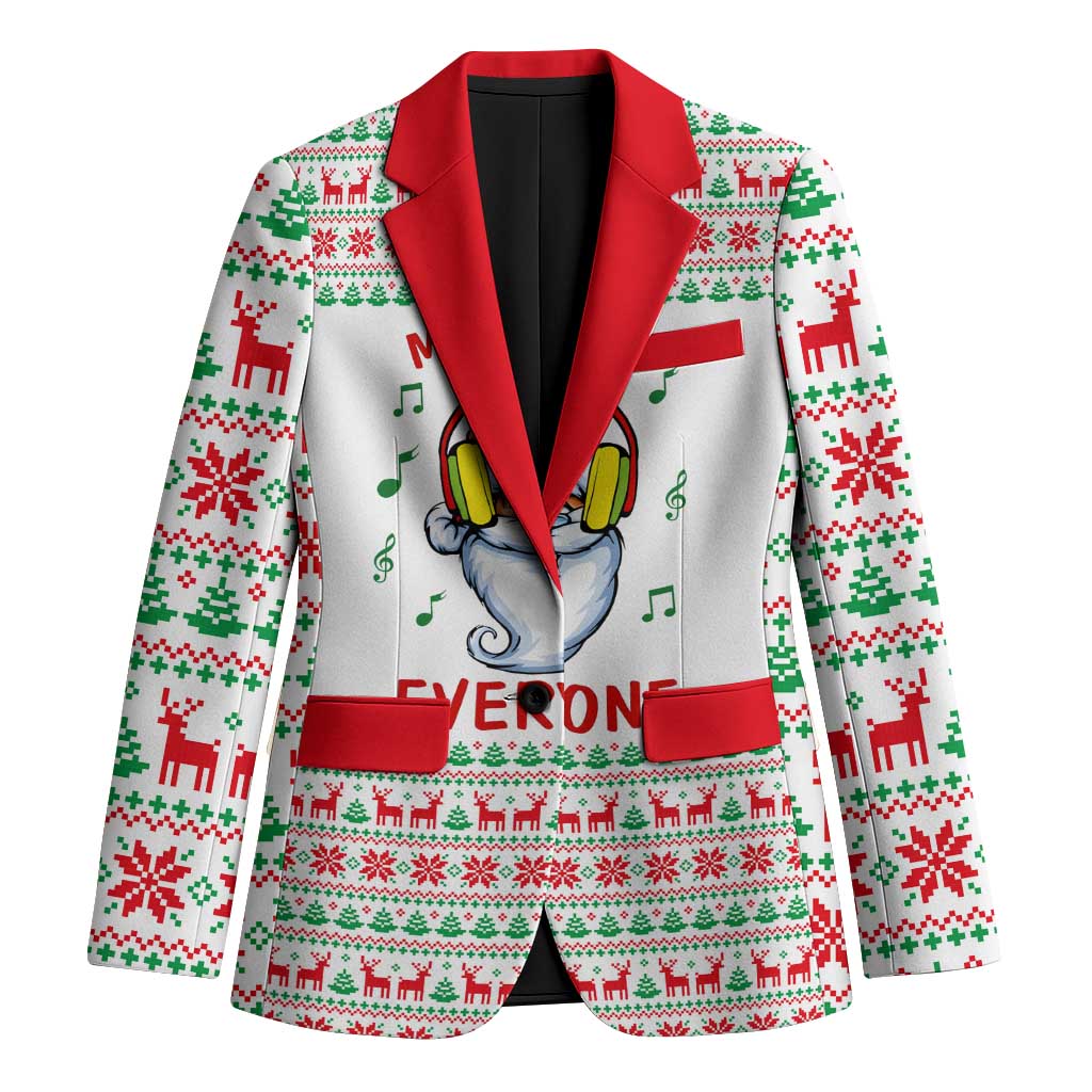 Funny Santa Music Is For Everyone Christmas Blazer Xmas Holiday Patterns - Wonder Print Shop