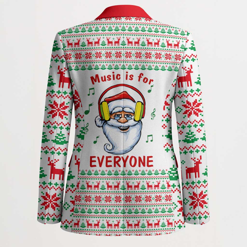 Funny Santa Music Is For Everyone Christmas Blazer Xmas Holiday Patterns - Wonder Print Shop